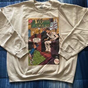 MK Art Beige Kendrick Lamar Vs Drake Crewneck Sweater Size Large